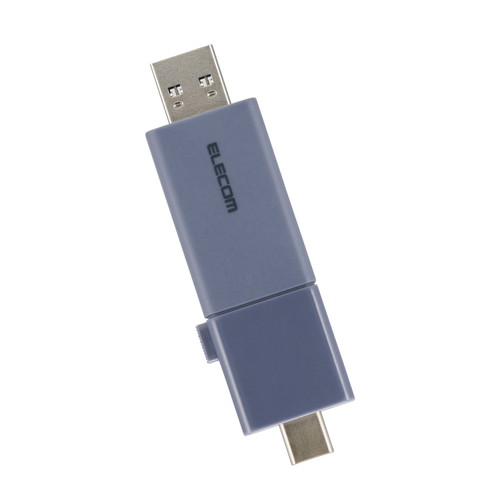 【メール便での発送商品】USBメモリ 128GB USB3.2 Gen1 (Type-C/USB-A 両対応) スライド式 高速データ転送 セキュリティソフト使用可 ブルー エレコム MF-WSAU3128GBU【送料無料】 (MFWSAU3128GBU)