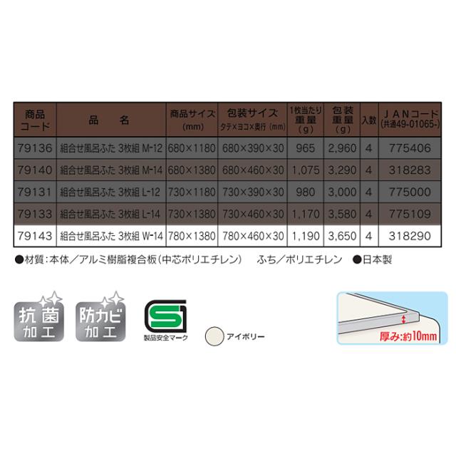 身ぎれい告げ知らせる 組みあわせ 風呂ふた(80×140糎用)3枚組 W-14 オーエ 4901065318290【貨物輸送無料】