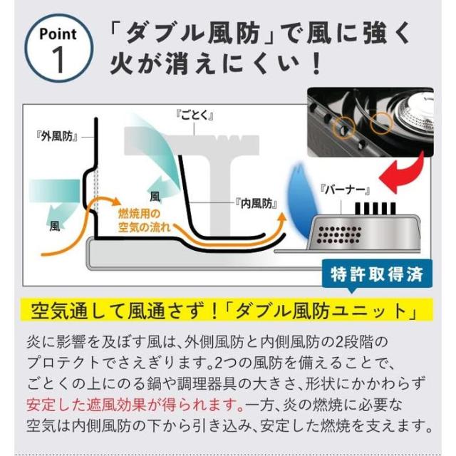 アウトドアーコンロ 「テープフー 手ごわいまる(TOUGH MARU Fore Winds)」(黒いこと) イワタニ CB-ODX-1-BK【貨物輸送無料】 (CBODX1BK)