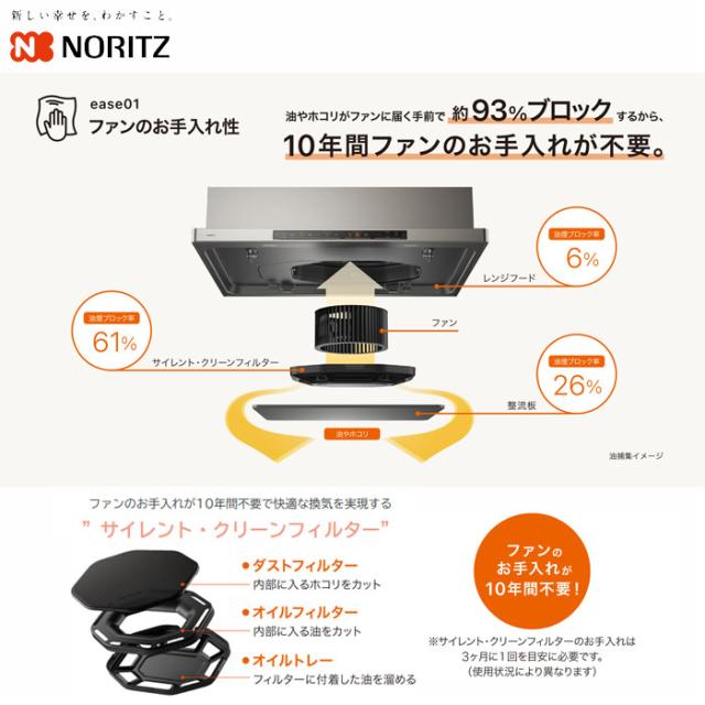 レンジフード イージア(75cm/ステンレス) ノーリツ(NORITZ) NFG7S24MST【送料無料】
