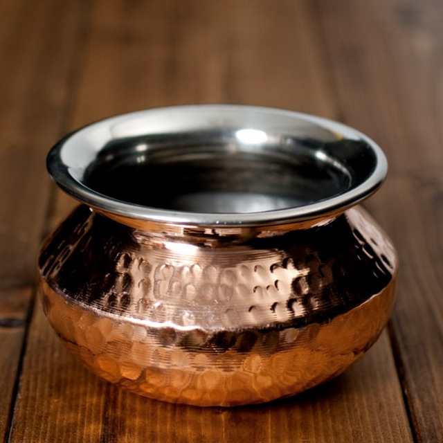 高級ハンディカダイ インドの鍋【直径11cm】 / 銅 食器 銅装飾