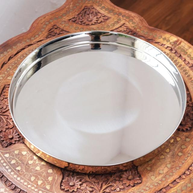 【送料無料】 ロイヤルターリーセット トリプル(高級カレー大皿1枚と高級カレー小皿3枚のセット) / 銅 食器 銅装飾 ラウンドターリー 丸皿 ターリープレート インド 調理器具 アジアン食品 エスニック食材_2
