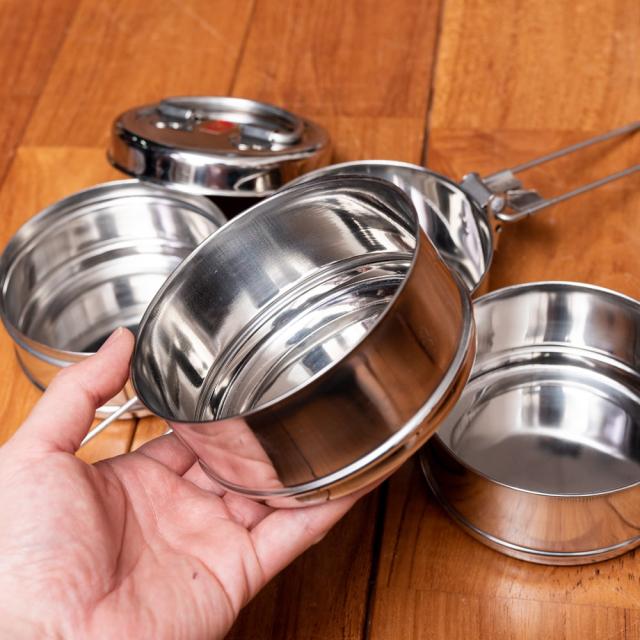 【送料無料】 【6個セット】【4段】インド弁当箱【約19cm×約11.5cm】 / ランチボックス アジアン食品 エスニック食材_10