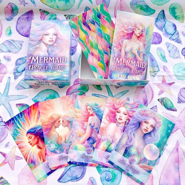 【送料無料】 マーメイドオラクルカード Mermaid Oracle Cards / 占い タロット ルノルマン スピリチュアル Lyra Works コーヒーカード インド 本 印刷物 ステッカー ポストカード ポスター_2