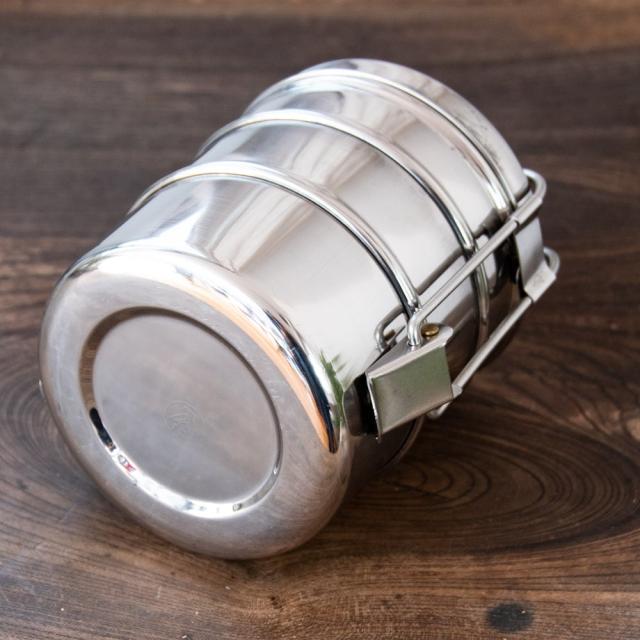 時代　錫製　三段弁当箱　トヒチサ　高さ19cm 東N7-1018① 都城杉弁当箱(正方形) 弁当箱 サンセラクリプト