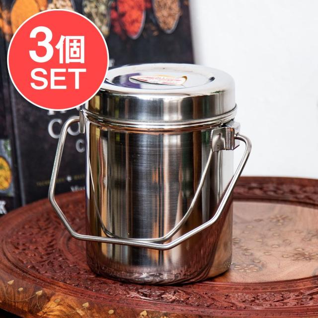 【送料無料】 3個セット】〔1.1L〕インドのステンレスミルクポット ビリー缶 ブッシュクラフト 焚き火とキャンプの直火調理にも / ビリカン ビリーカン ビリーポット 焚火缶 弁当箱 ランチボックス アジアン食品 エスニック食材