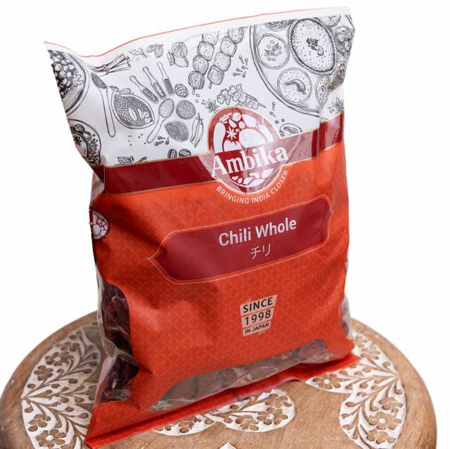 赤唐辛子 チリ Chilli Whole 袋入り【250g】 チリペッパー チリホールホット AMBIKA(アンビカ) インド スパイス カレー  アジアン食品 の通販はau PAY マーケット インド アジアの雑貨と衣料 TIRAKITA au PAY マーケット－通販サイト