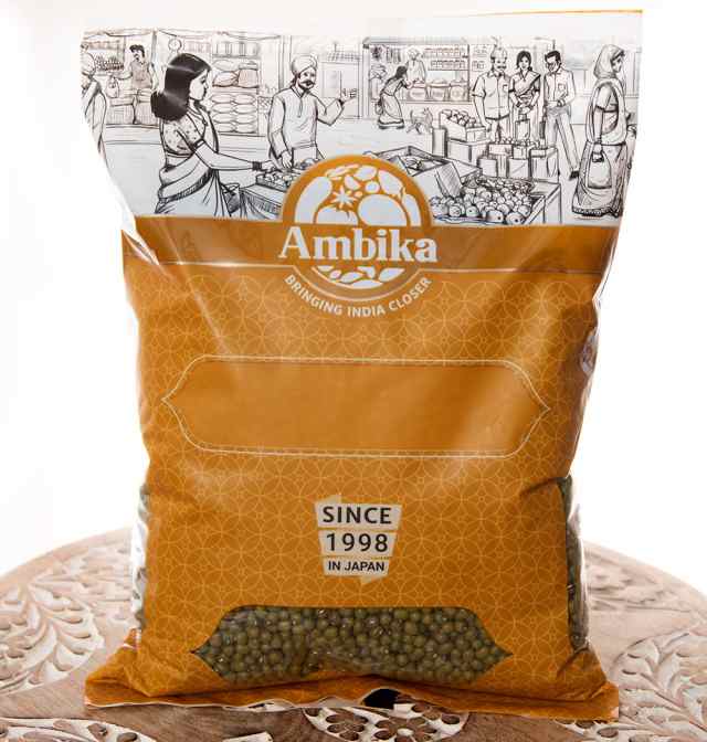 ムング豆ホール　ムングダル　Whole　TIRAKITA　皮付き緑豆【1kgパック】　アンビカ(AMBIKA)　アジアン食品　エスニックの通販はau　カレー　アジアの雑貨と衣料　マーケット　インド　スパイス　PAY　ダール　Moong　au　PAY　マーケット－通販サイト