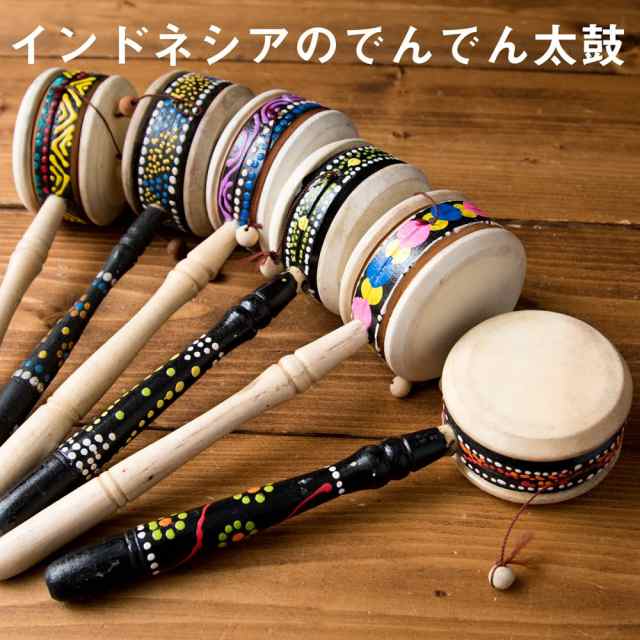 インドネシアのアンティーク楽器 魚皮の手太鼓-