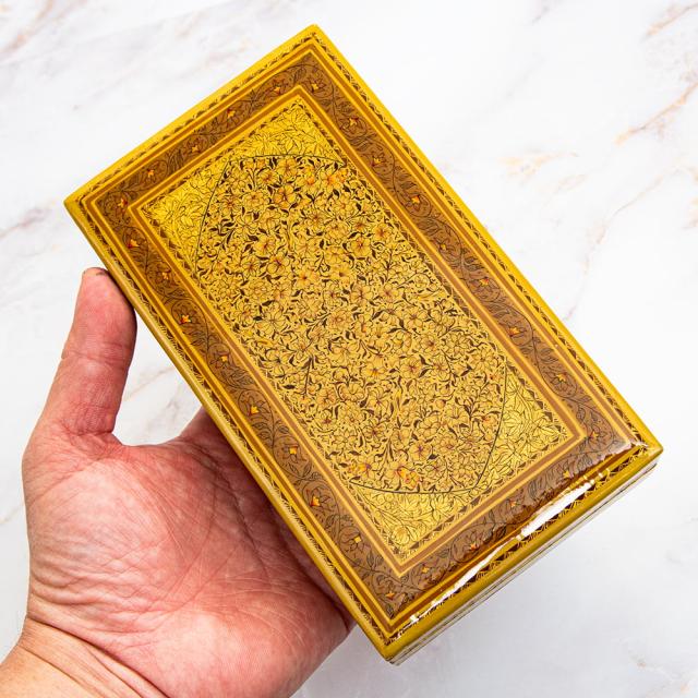 【送料無料】 【超高精細 一点もの】カシミールのペーパーマッシュ 箱型小物入れ 約17.5cm x 約10cm / ミニアチュール 細密画 ペルシャ アジア アジアン デコレーション インテリア エスニック_12