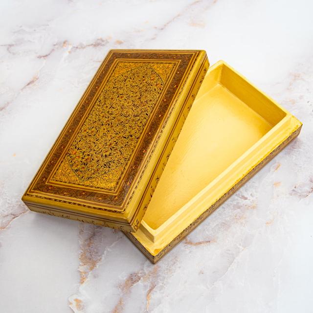 【送料無料】 【超高精細 一点もの】カシミールのペーパーマッシュ 箱型小物入れ 約17.5cm x 約10cm / ミニアチュール 細密画 ペルシャ アジア アジアン デコレーション インテリア エスニック_8