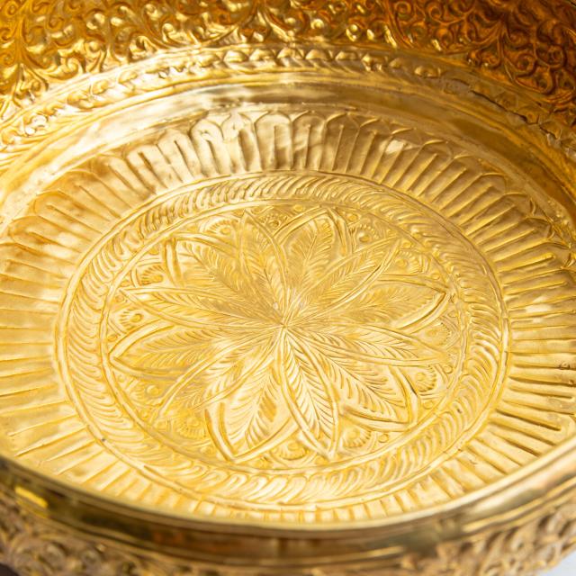 【送料無料】 ウルリ（urli／uruli） 南インド伝統のアーユルヴェーダ調合器具 水盆 直径：35.5cm / フットバス 足浴桶 スパボウル 足湯 フットボウル タイ バリ 日用品 雑貨 ネパール 生活 エスニック アジア_10