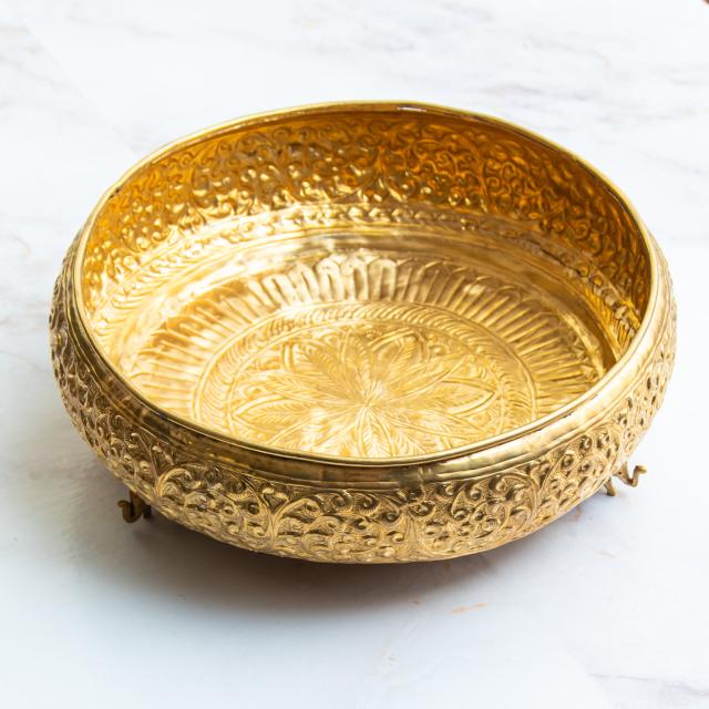 【送料無料】 ウルリ（urli／uruli） 南インド伝統のアーユルヴェーダ調合器具 水盆 直径：35.5cm / フットバス 足浴桶 スパボウル 足湯 フットボウル タイ バリ 日用品 雑貨 ネパール 生活 エスニック アジア_5