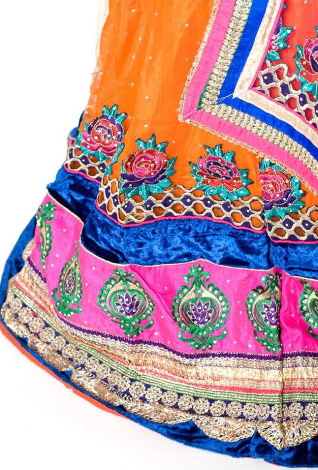 【送料無料】 【1点物】インドのレヘンガ 【青×オレンジ】 / ドレス ウェディング レンガ TIRAKITA(ティラキタ) サリー レディース 女性物 エスニック衣料 アジアンファッション エスニックファッション 送料無料】 【1点物】インドのレヘンガ 【青×オレンジ】 / ドレス