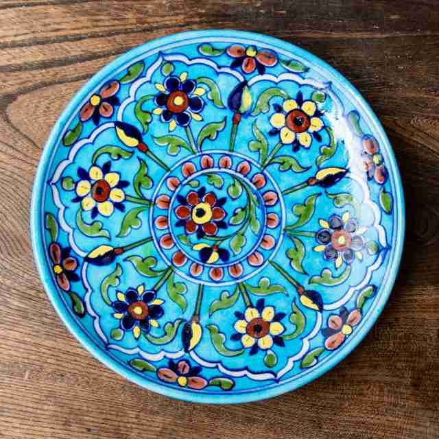 中皿 直径：20cm〕ブルーポッタリー ジャイプール陶器の円形飾り皿 ...