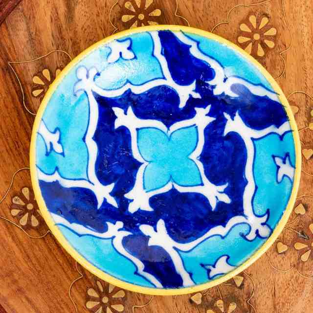 小皿 直径：13cm〕ブルーポッタリー ジャイプール陶器の円形飾り皿 青 ...