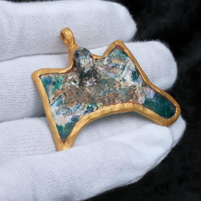 【送料無料】 一点もの ローマングラスのペンダント / ローマンガラス ペンダントトップ ネックレス エスニック アジア インド アクセサリー アンクレット ピアス リング ビンディー_5