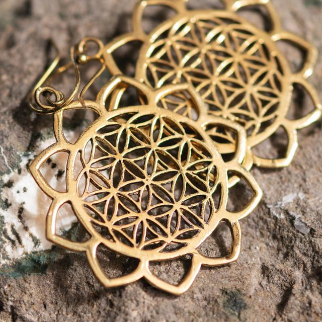 Flower Of Lifeのゴールデンピアス 神聖幾何学模様 フラワー オブ ライフ インド アクセ 伝統 エスニック アジア アクセサリー アンクの通販はau Pay マーケット インド アジアの雑貨と衣料 Tirakita