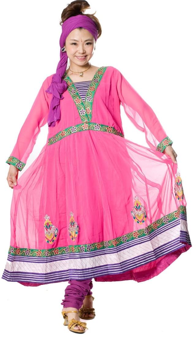 【送料無料】 パンジャビ ドレス3点セット ピンク / インド パンジャビドレス パンジャービードレス サルワール カミーズ TIRAKITA(ティラキタ) 民族衣装 レディース エスニック衣料 アジアンファッション エスニックファッション
