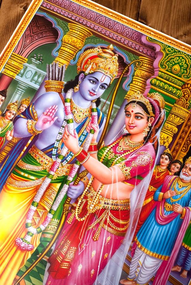 ラーマとシーターのインド絵画(画家の直筆） ラーマとシーターのインド絵画 ヒンドゥーの神々の物語」展に