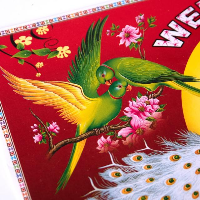 インドのウェルカムポスター 【白孔雀とおうむ】 / お祝い ヒンドゥー 