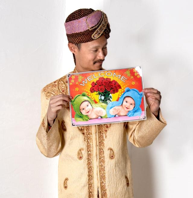 インドのウェルカムポスター 【白孔雀とおうむ】 / お祝い ヒンドゥー