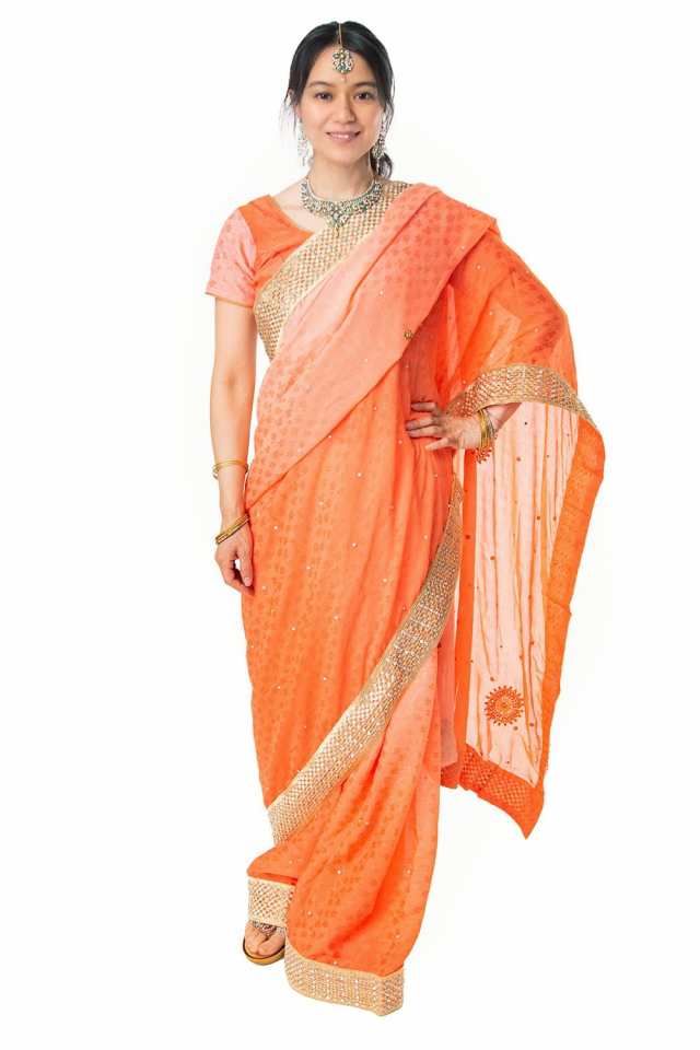 最高の品質の 新品)インド民族衣装 メルカリ サリー3点セット レディース