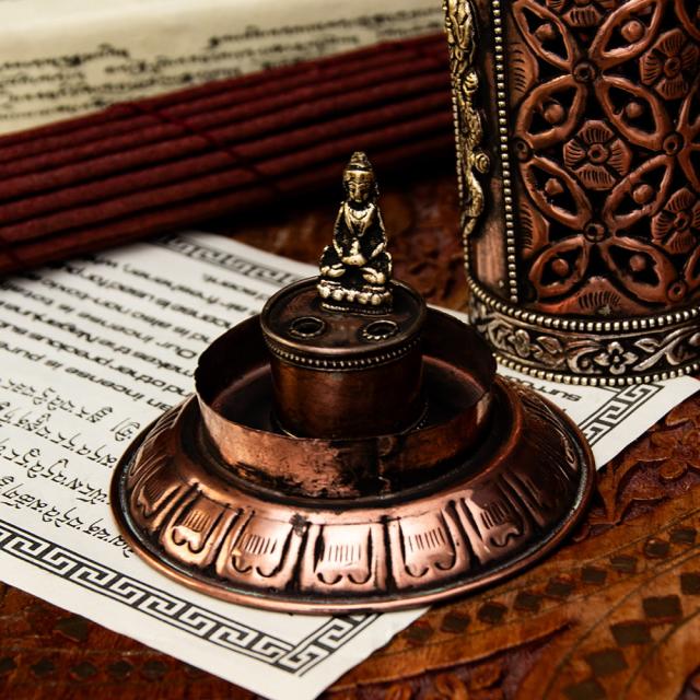 送料無料】 銅造り チベット香用 龍神お香立て 【約24cm×約10cm