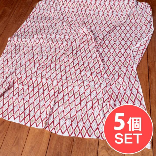 【送料無料】 【5個セット】〔1m切単位り売り〕ジャイプル 職人手作り インド伝統の木版染め更紗マルチクロス〔幅約111cm〕 イカット風ウッドプリント生地 / 切り売り生地 テーブルクロス ボタニカル プロヴァンス アジアン コットン布 ファブリック エスニックの通販は 6,943円