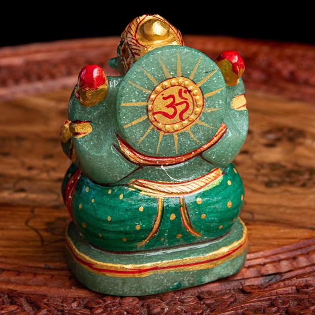 【送料無料】 【一点物 天然石】手彫りのアングリ ガネーシャ（インド翡翠） 約10cm / ヒスイ パワーストーン ガネーシャ像 神様 エスニック アジア 雑貨