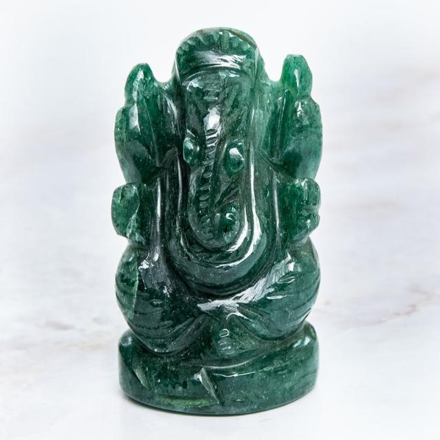 送料無料】 【一点物 天然石】手彫りのアングリ ガネーシャ インド翡翠 