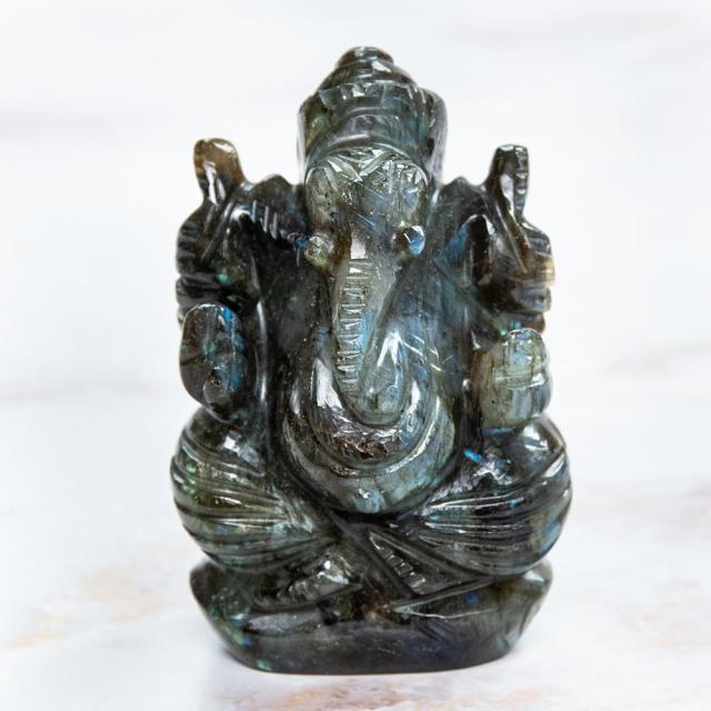 送料無料】 【一点物 天然石】手彫りのラブラドリイッティ ガネーシャ