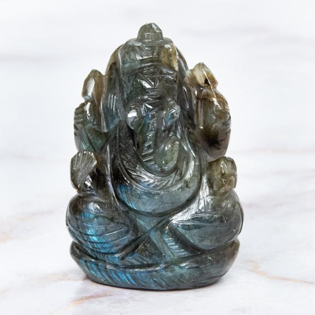 天然石舟石・オブジェ 送料無料】 【一点物 天然石】手彫りのラブラドリイッティ ガネーシャ