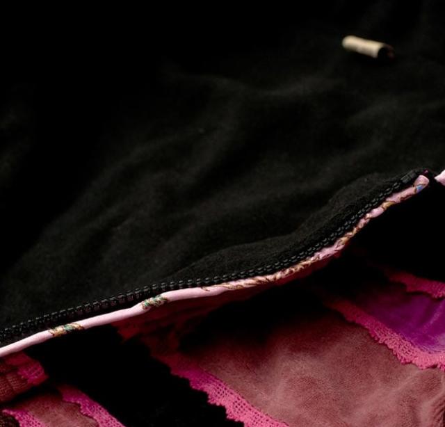 送料無料】 ベルベット生地のパッチワーク トライバルコート / 冬 秋