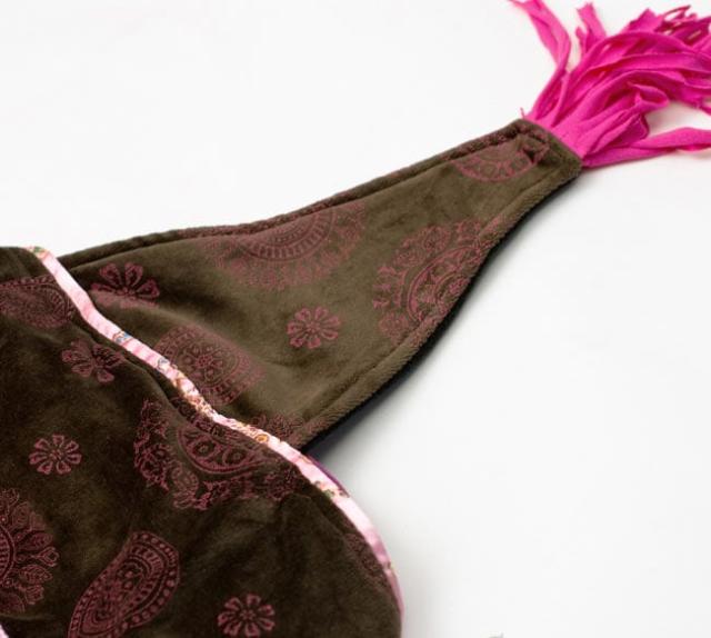 送料無料】 ベルベット生地のパッチワーク トライバルコート / 冬 秋