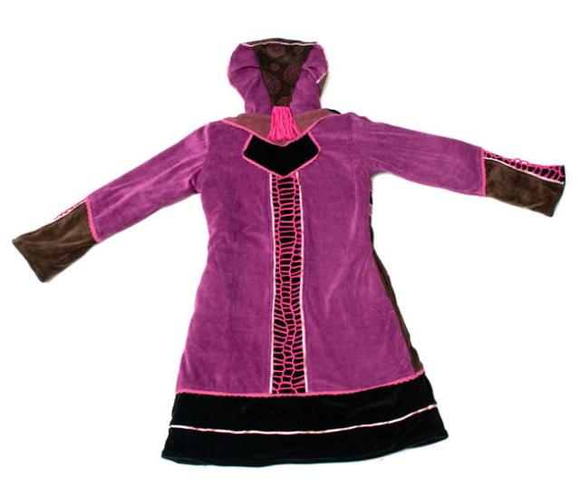 送料無料】 ベルベット生地のパッチワーク トライバルコート / 冬 秋