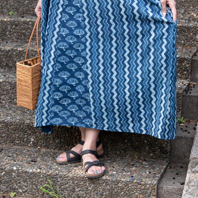 送料無料】 カンタ刺繍 藍染マキシワンピース / インディゴ