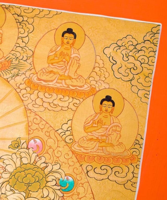 【送料無料】 タンカ ホワイトターラー 縦横48x39 / マンダラ 曼荼羅 手描きのタンカ 曼陀羅 仏画 アジアン インテリア エスニック_3