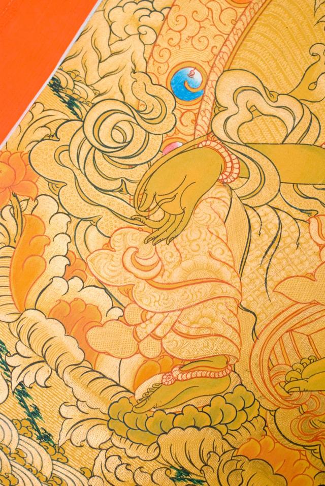 【送料無料】 タンカ ホワイトターラー 縦横48x39 / マンダラ 曼荼羅 手描きのタンカ 曼陀羅 仏画 アジアン インテリア エスニック_4