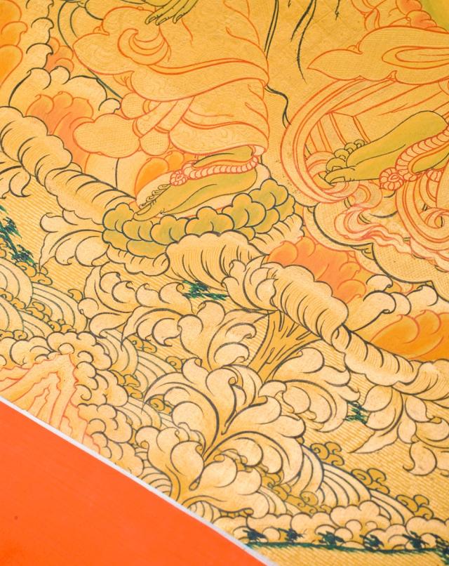 【送料無料】 タンカ ホワイトターラー 縦横48x39 / マンダラ 曼荼羅 手描きのタンカ 曼陀羅 仏画 アジアン インテリア エスニック_5