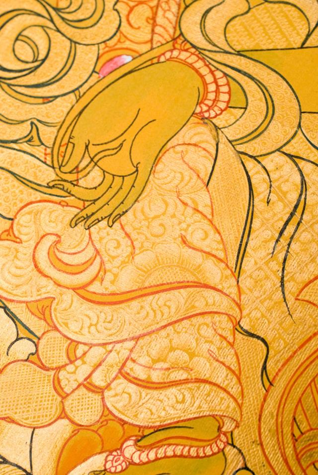【送料無料】 タンカ ホワイトターラー 縦横48x39 / マンダラ 曼荼羅 手描きのタンカ 曼陀羅 仏画 アジアン インテリア エスニック_6