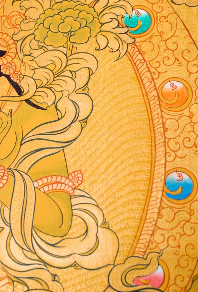 【送料無料】 タンカ ホワイトターラー 縦横48x39 / マンダラ 曼荼羅 手描きのタンカ 曼陀羅 仏画 アジアン インテリア エスニック_7