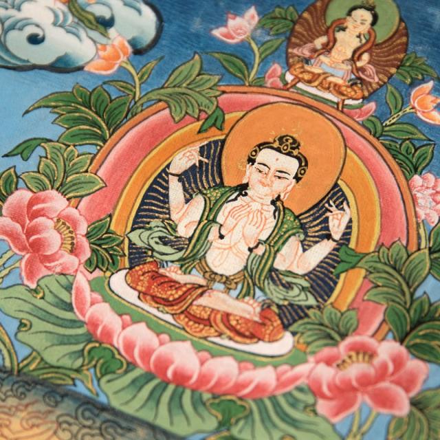 【送料無料】 〔一点物〕タンカ 不空成就如来 アモーガシッディ マンダラ 72x53cm / 仏画 チベット 曼荼羅 曼陀羅 インド 本 印刷物 ステッカー ポストカード ポスター_3