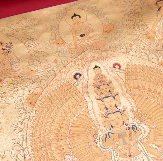 送料無料】 〔一点物〕タンカ 十一面千手千眼観世音菩薩 83cm x