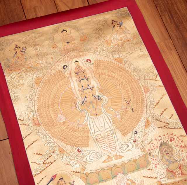 送料無料】 〔一点物〕タンカ 十一面千手千眼観世音菩薩 83cm x