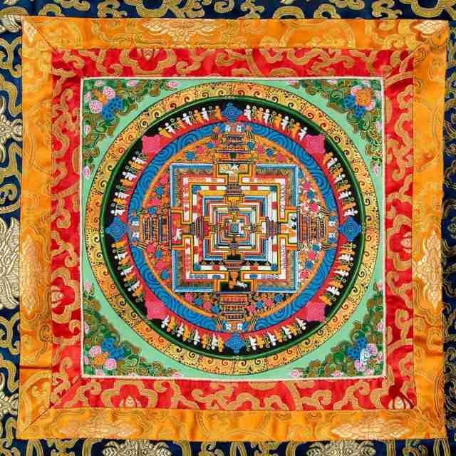 チベットタンカ 両面曼荼羅 肉筆仏画 額縁入り 大きめ - 美術品/アンティーク