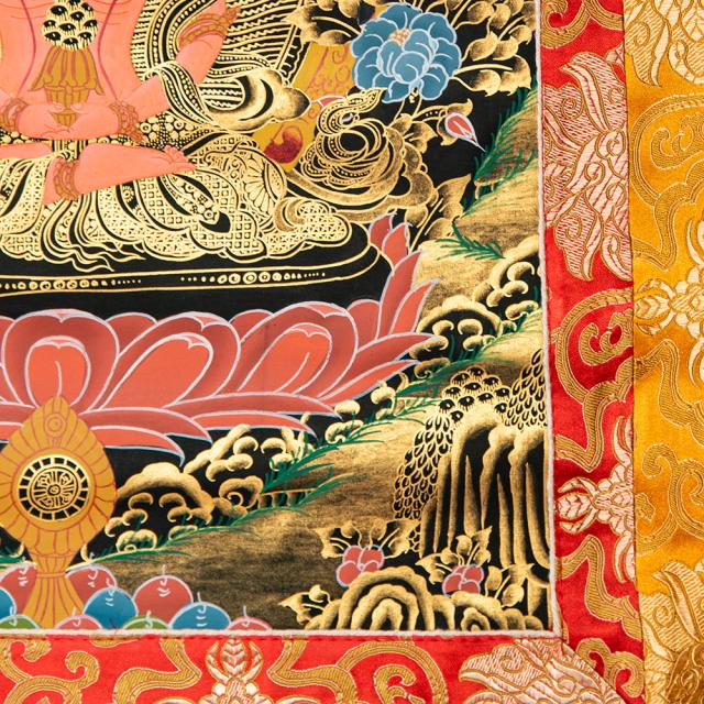 【送料無料】 〔一点物〕装丁付肉筆仏画（タンカ） 無量寿菩薩 / マンダラ 曼荼羅 手描きのタンカ 曼陀羅 インド 本 印刷物 ステッカー ポストカード ポスター_6