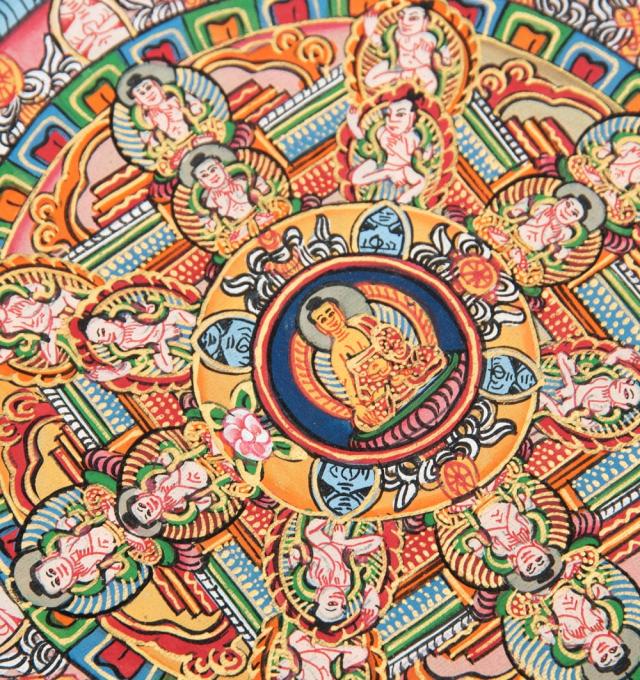 送料無料】 〔一点物〕タンカ 五仏曼荼羅 31cm x 39cm / 仏画 Thanka