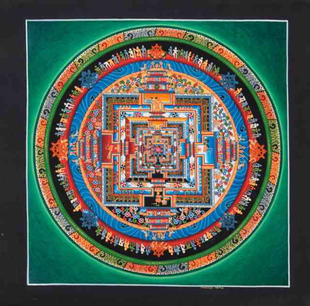 【送料無料】 〔一点物〕タンカ カーラチャクラマンダラ 32cm x / 仏画 Thanka 曼荼羅 手描きのタンカ 曼陀羅 インド 本 印刷物 ステッカー ポストカード ポスターの通販は 31,447円