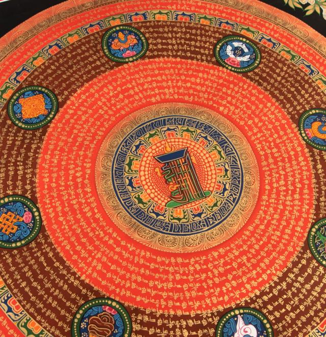 【送料無料】 〔一点物〕タンカ カーラチャクラ アシュタマンガラ 八吉祥曼荼羅 Ashtamangala 75x75cm / 仏画 マンダラ チベット 手描き 曼陀羅 インド 本 印刷物 ステッカー ポストカード ポスター